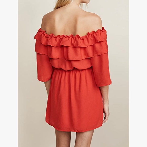 Jack by BB Dakota Women's Bowser Off The Shoulder Poppy Red Dress, Size XS - Picture 8 of 16